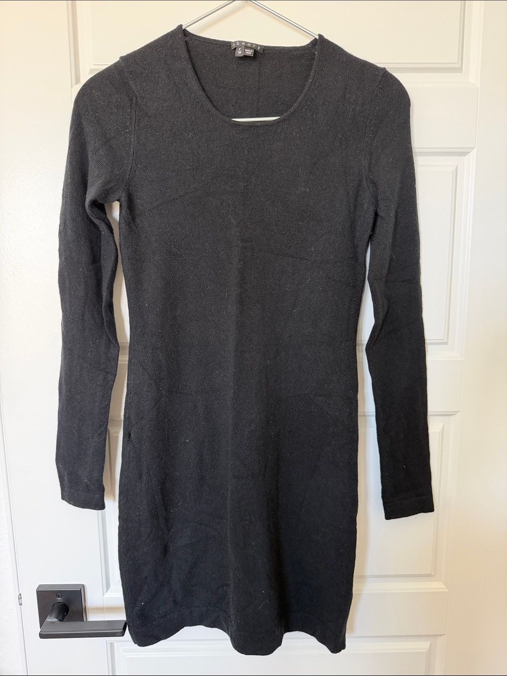 Theory Black Cashmere Long-Sleeve Sweater Dress, Sz P